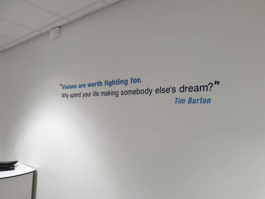 Internal school graphics installed on classroom wall