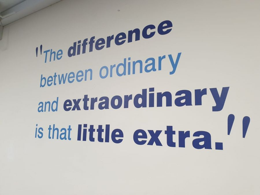 Shepwell School wall graphics showing school values
