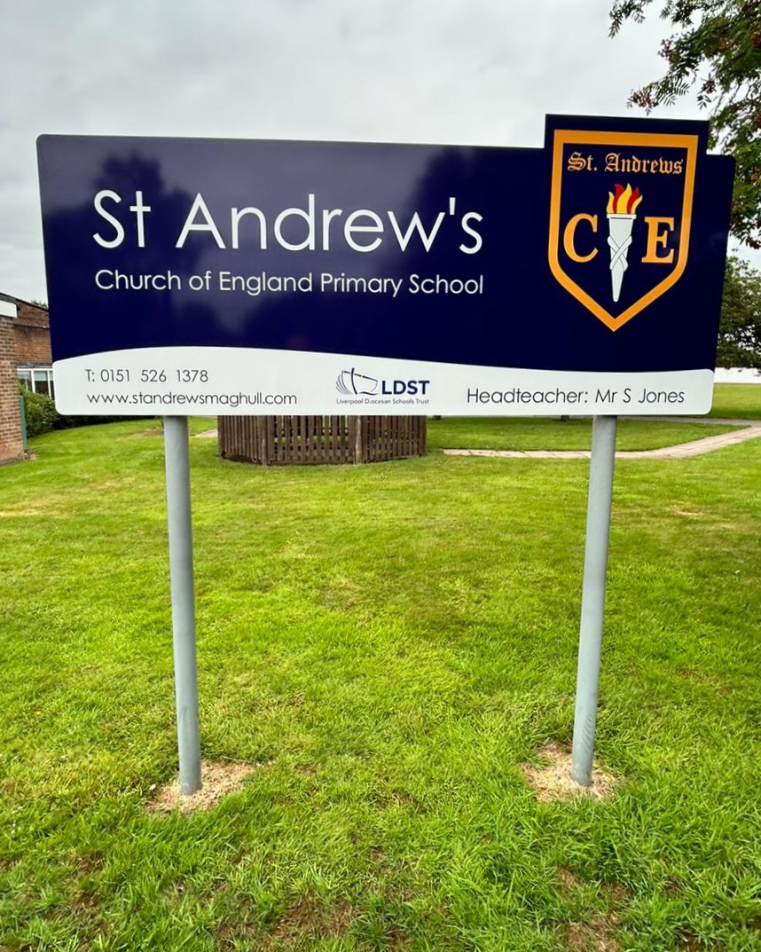 Basic post and panel school sign