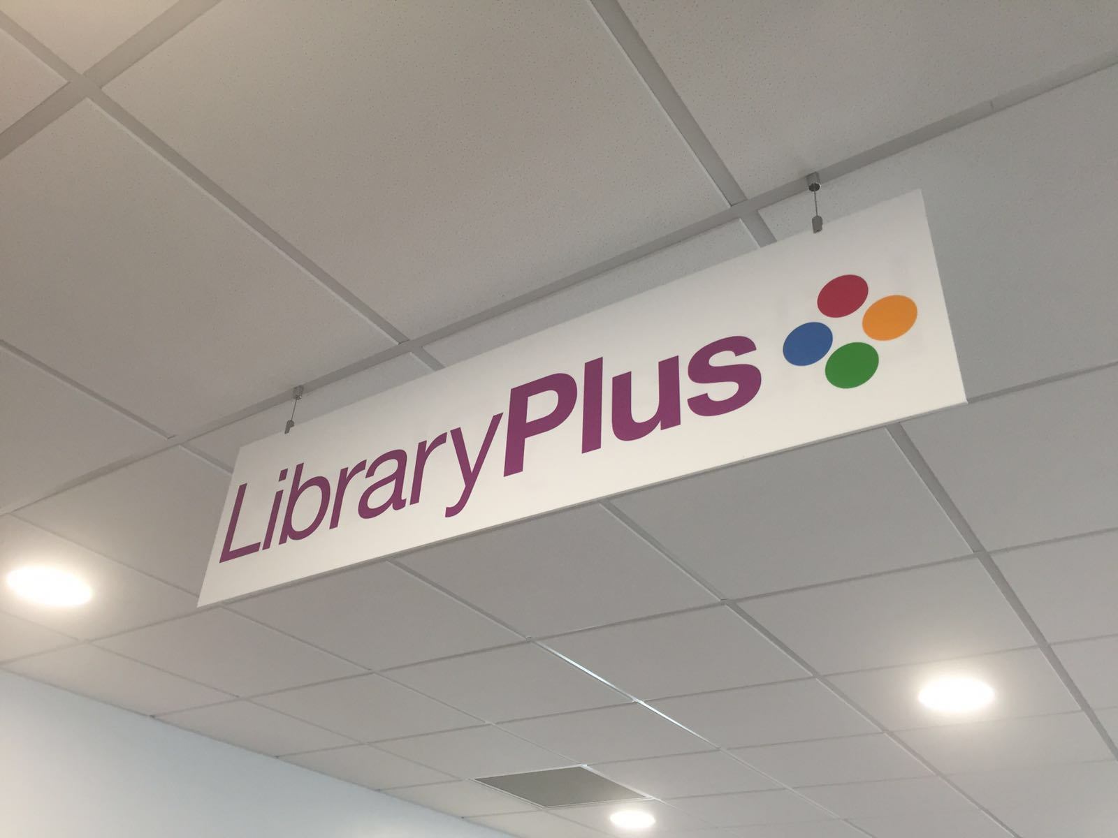 Insert suspended signs for school interiors